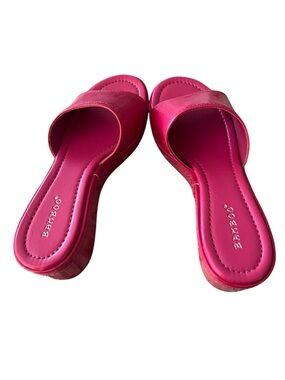 BAMBOO Hot Pink Slide Mules